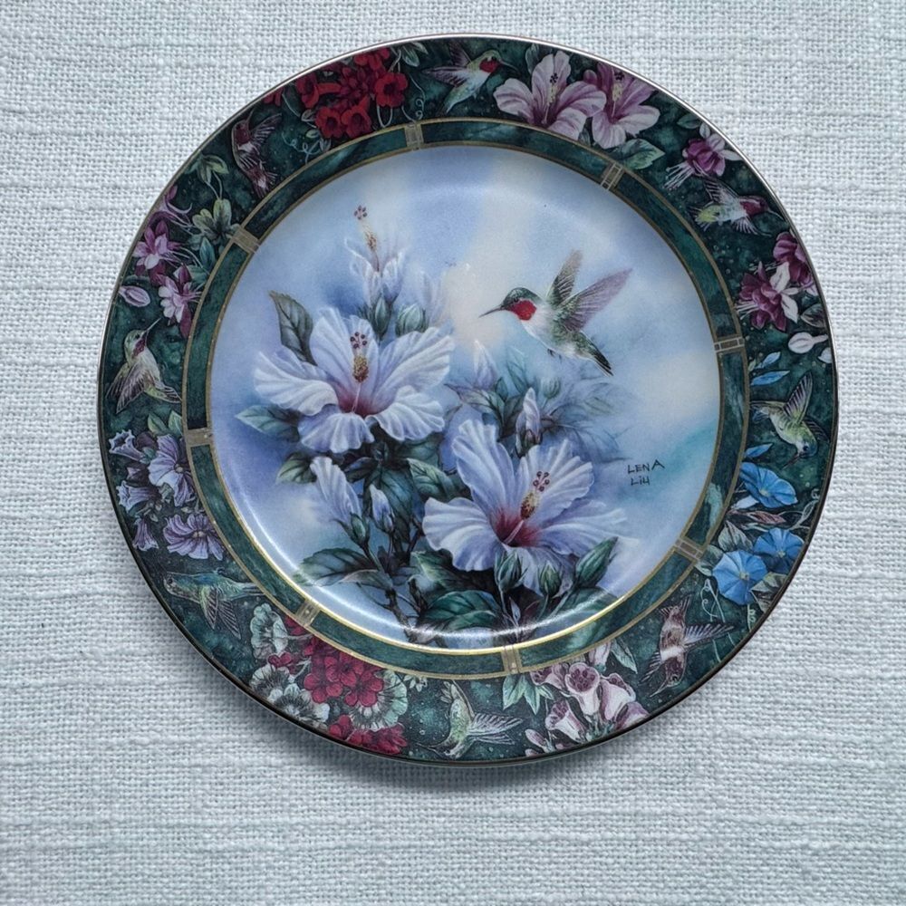 The Ruby Throated Hummingbird Round Plate Lena Liu Treasury W. L. George